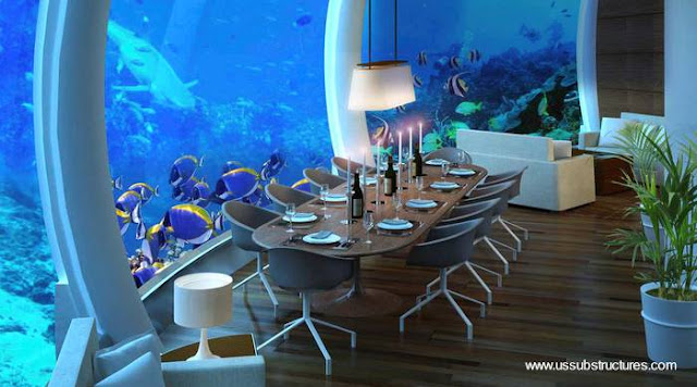 Ambientes de la residencia bajo el agua