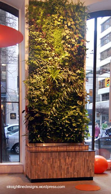 Panel de plantas Jardín vertical en hall de acceso a edificio residencial