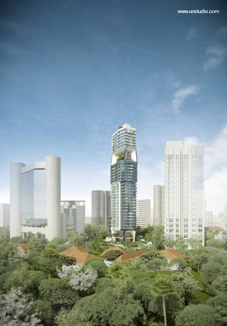 Edificio de viviendas en desarrollo vertical de nuevo diseño a completar en 2015 Torre The Scotts para Singapur