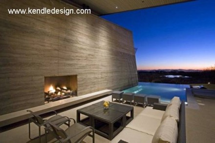 casa-de-diseño-living-chimenea Chimenea y living