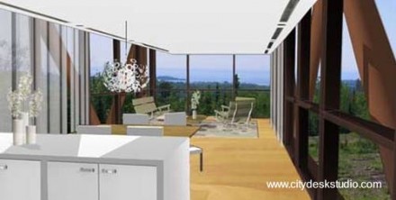 puente-reciclado-casa-interior Imagen del interior, render de la vivienda