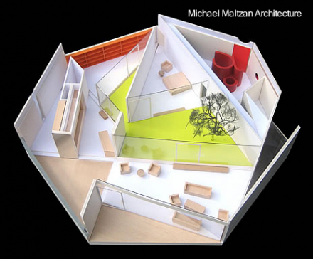 Imagen del renderizado del proyecto en 3D Maqueta de la residencia sin techo