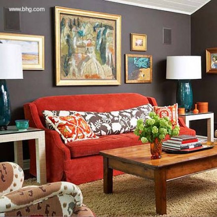 ambiente-moderno-pintado-contrastes Sala de estar pintada y decorada con contrastes