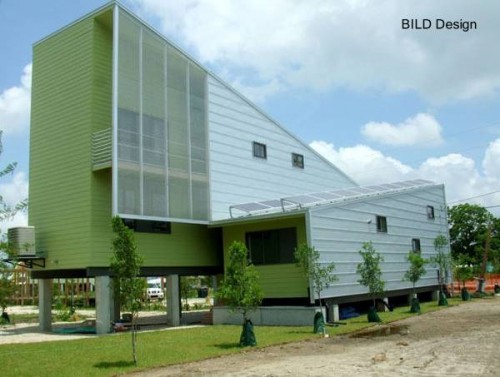 Arquitectura residencial luego de Katrina en la reconstrucción Casa duplex en Nueva Orleans