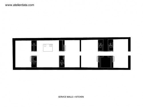 Plano de planta con muros equipados
