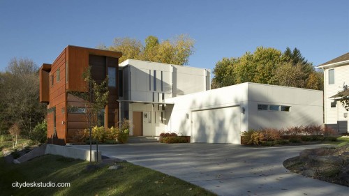 Frente de la casa visto en perspectiva