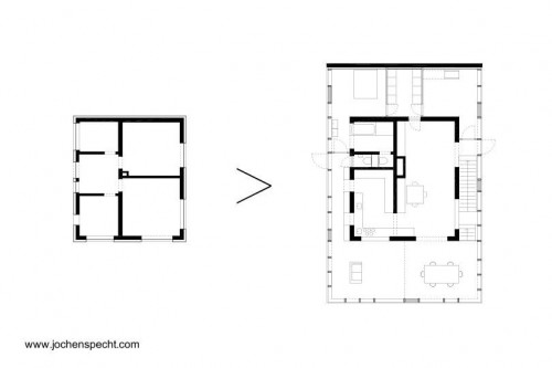 Planos de planta de casa ampliada
