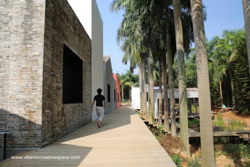 Una vereda junto al eje mayor construido