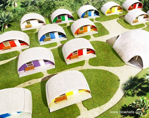 Barrio de casas económicas de cubierta parabólica