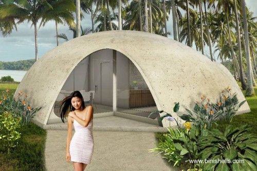 Un modelo de casa domo con cubierta de concreto