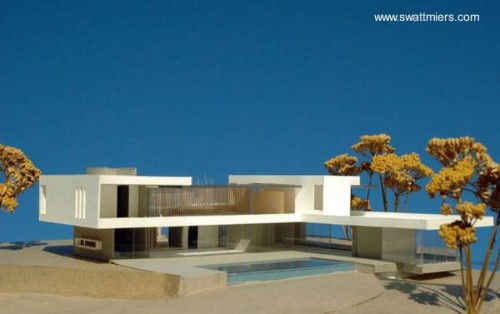 Maqueta de los fondos con la piscina