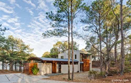 Perspectiva de la fachada del frente de la casa taller