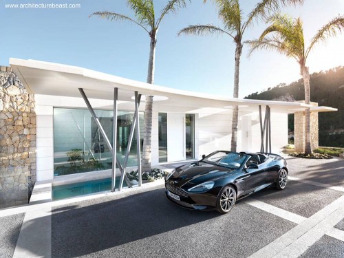 Fachada residencia tropical 1 planta