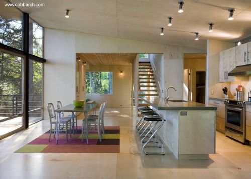 Vista interior open plan en la planta principal