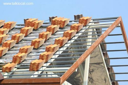 Colocación de un techo de tejas